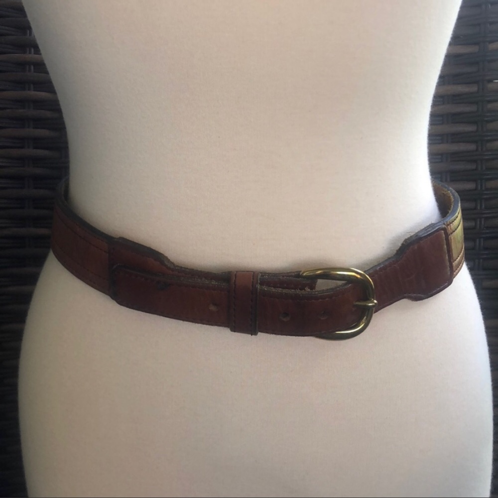 Lazy Day Leather Brown Leather Belt Brass Colored Buckle